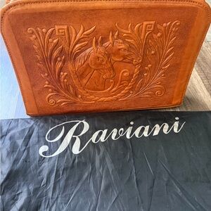 Raviani Rare 100% Authentic Brown Leather Western Chair Horse Vintage